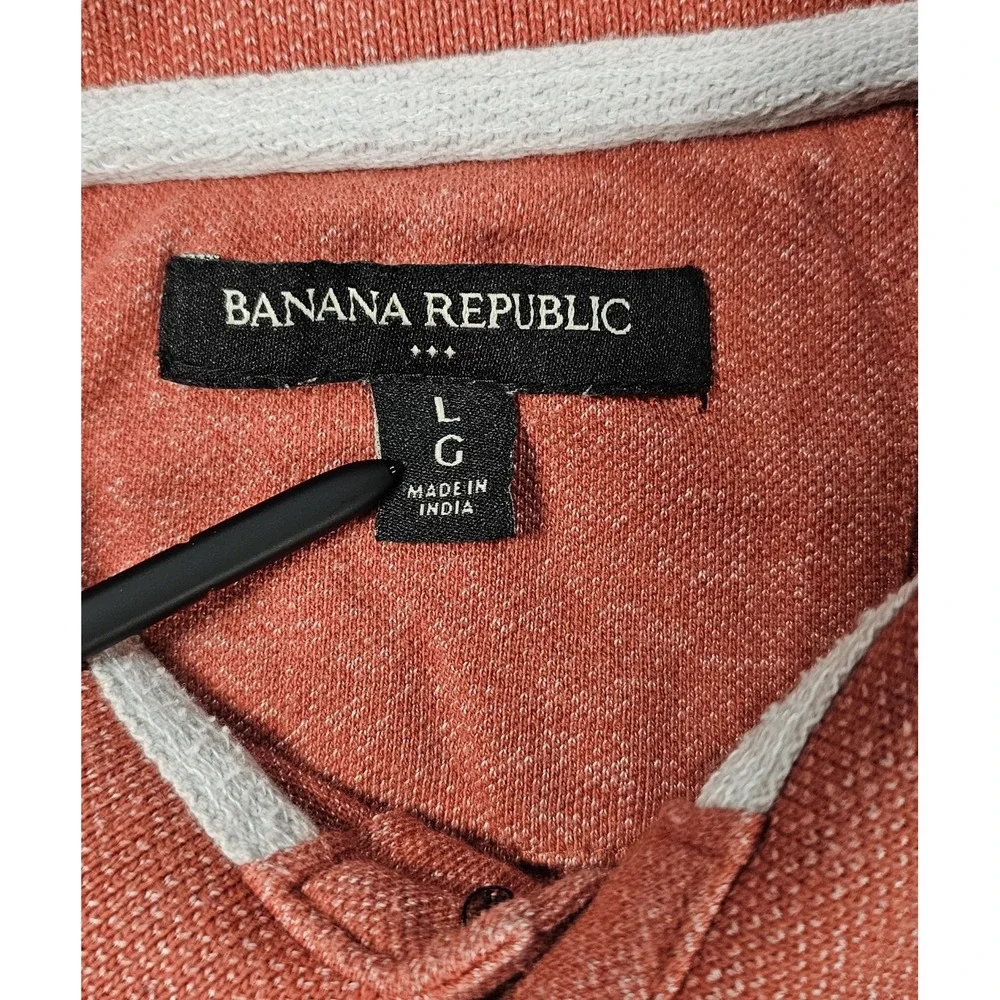 Banana Republic Polo Shirt Mens Large Coral Heather Cotton Blend Short Sleeve